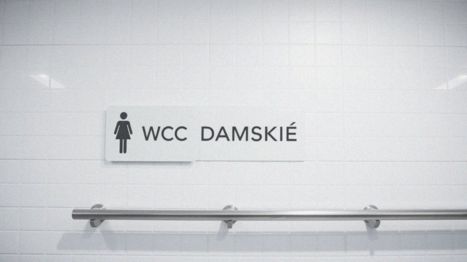 Jakie informacje zawiera znak informacyjny 'WC damskie'?